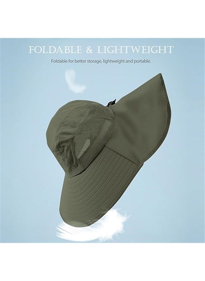 yongsheng Travel Camping Adjustable Wide Brim Sun Hat，Sun Hat with Neck Flap,Protective Wide Brim Breathable Fishing Hiking Hats  - Image 2