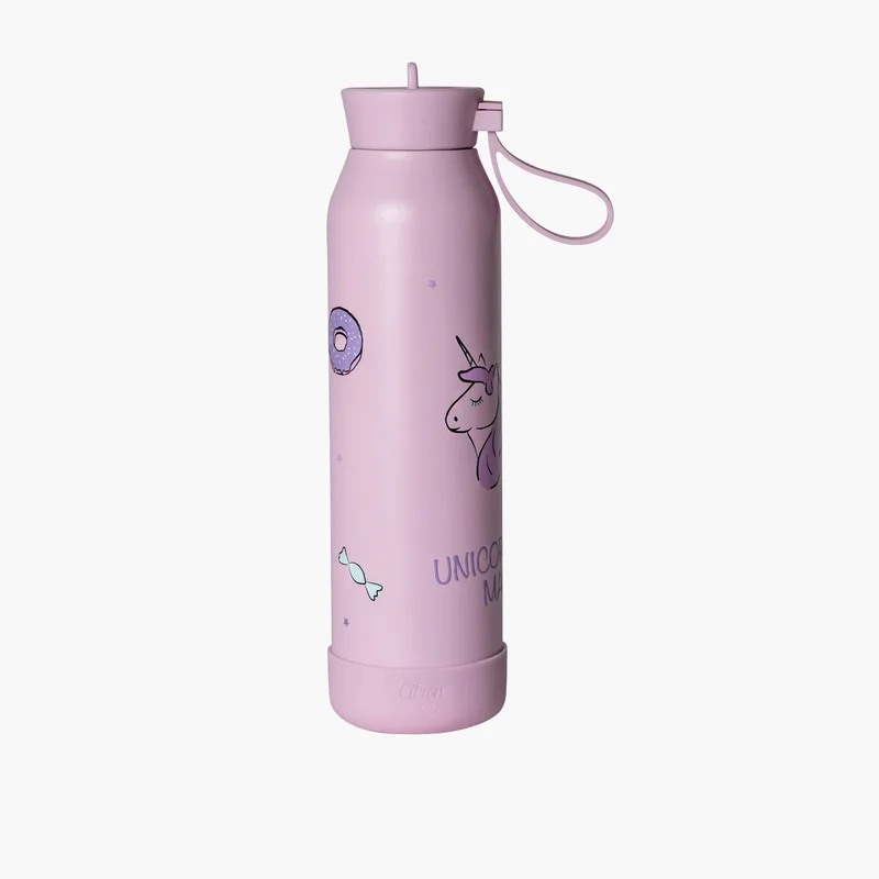 Citron Unicorn Pink Water Bottle for Kids