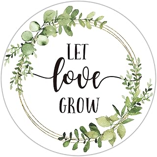 EKSPLODI EKSPLODI 50 Let Love Grow Favor Stickers - 2 Inch Greenery Wedding Favor Stickers for Succulents, Wedding Favors, - Image 1