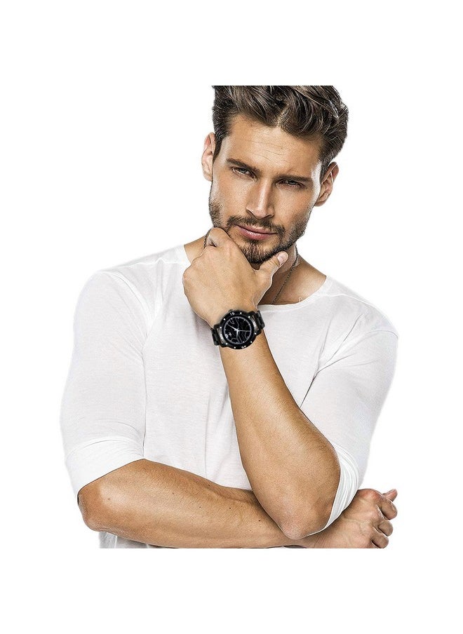 شوكنشوب - ساعة Shocknshop المصنوعة من الفولاذ المقاوم للصدأ للرجال (مينا سوداء وحزام طويل ملون للرجال) - W219 (أسود 03) - Image 1