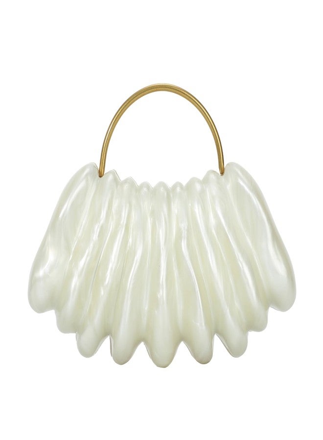 Oweisong Shell Clutch Purse for Women Formal Acrylic Handbag Wedding Bride Evening Bag Unique Chain Party Purse - Image 1