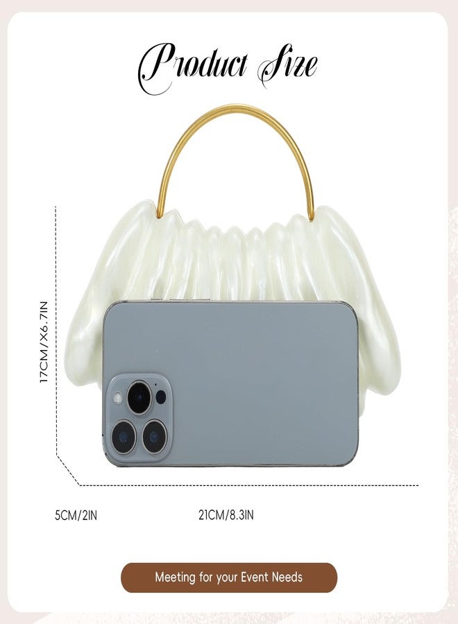 Oweisong Shell Clutch Purse for Women Formal Acrylic Handbag Wedding Bride Evening Bag Unique Chain Party Purse - Image 5