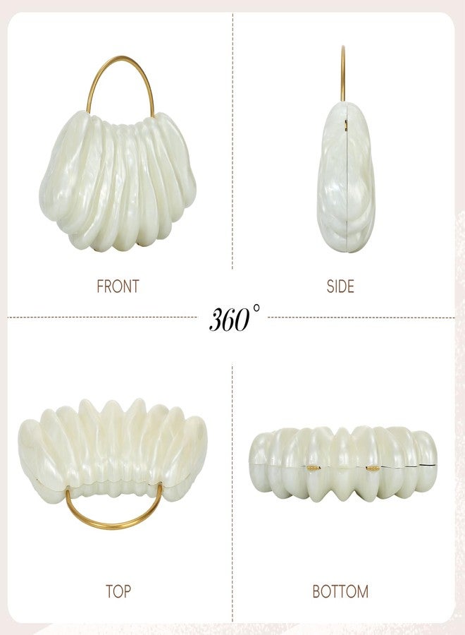 Oweisong Shell Clutch Purse for Women Formal Acrylic Handbag Wedding Bride Evening Bag Unique Chain Party Purse - Image 4