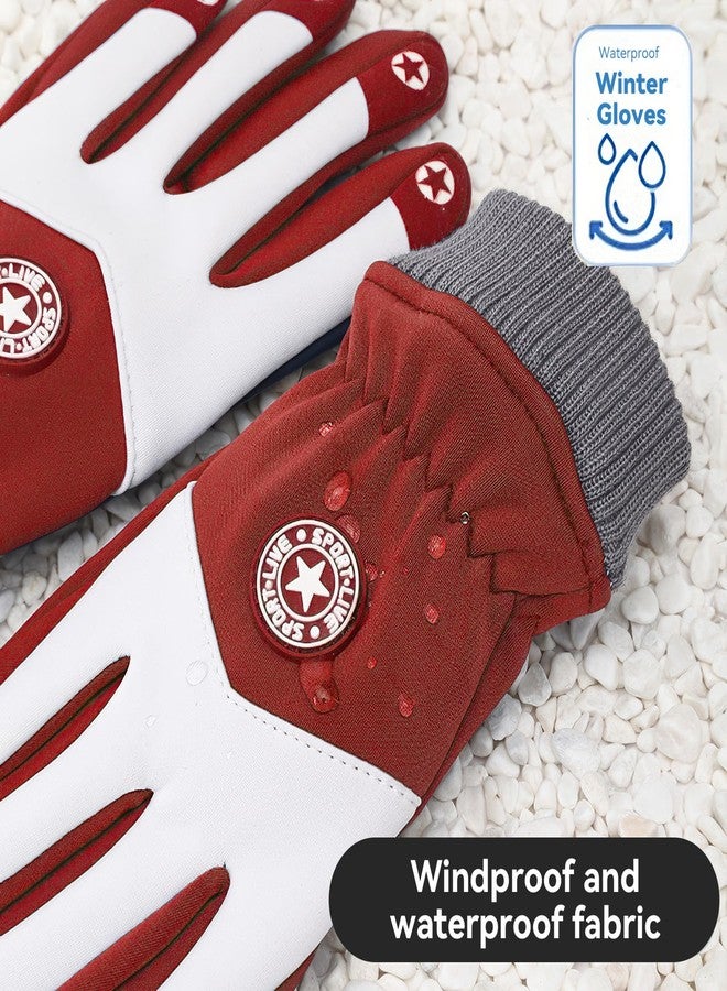 PARDUS Kids Winter Gloves with Fleece Lining for Warmth, Suitable for Primary School Boys and Girls, Thickened for Biking and Snow Play, Windproof and Waterproof Cycling Gloves(Red, L) - Image 4