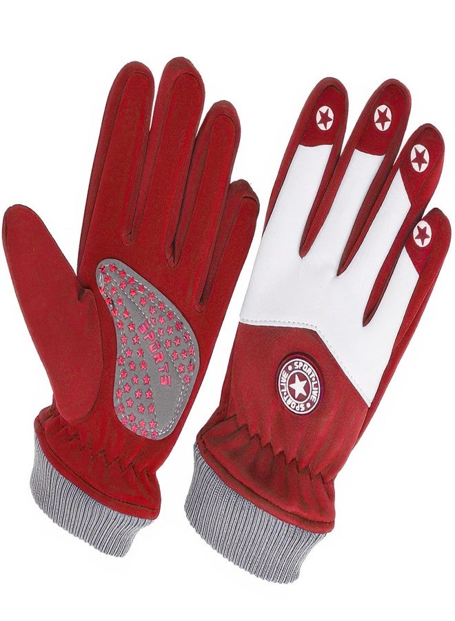 PARDUS Kids Winter Gloves with Fleece Lining for Warmth, Suitable for Primary School Boys and Girls, Thickened for Biking and Snow Play, Windproof and Waterproof Cycling Gloves(Red, L) - Image 1