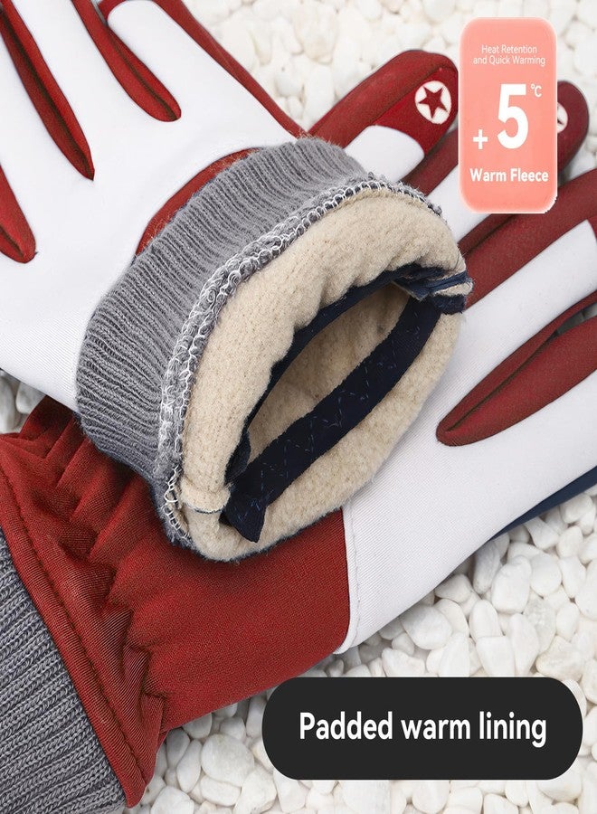 PARDUS Kids Winter Gloves with Fleece Lining for Warmth, Suitable for Primary School Boys and Girls, Thickened for Biking and Snow Play, Windproof and Waterproof Cycling Gloves(Red, L) - Image 3