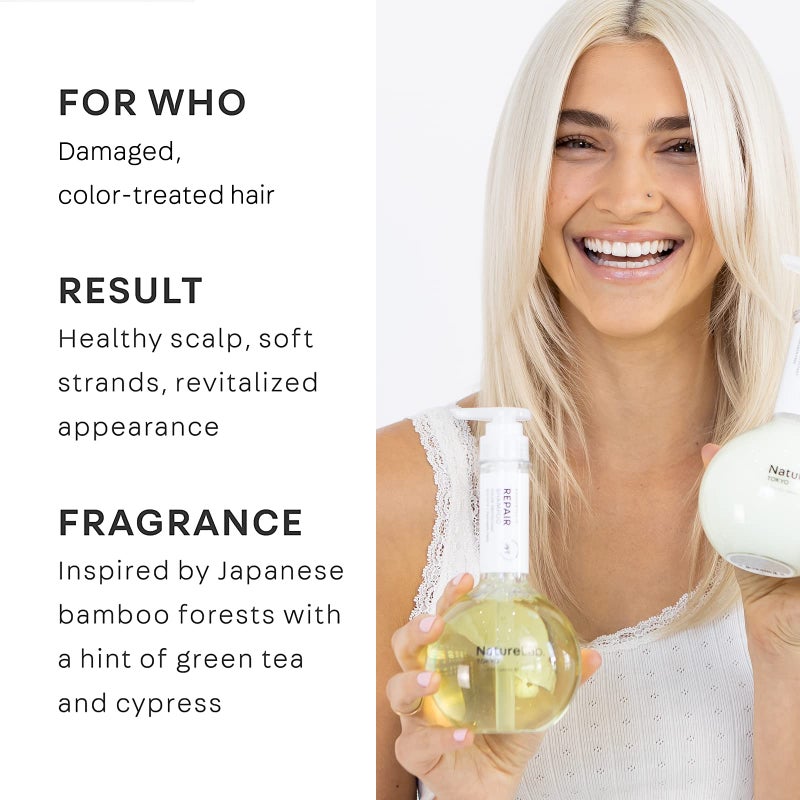 NatureLab. TOKYO NatureLab.TOKYO Perfect Repair Shampoo - Japanese Shampoo for Damaged, Color-Treated Hair - Penetrates Roots and Revitalizes & Restores Strands Back to Life - Japanese Hair Care - Refill Pouch, 22.9oz - Image 2