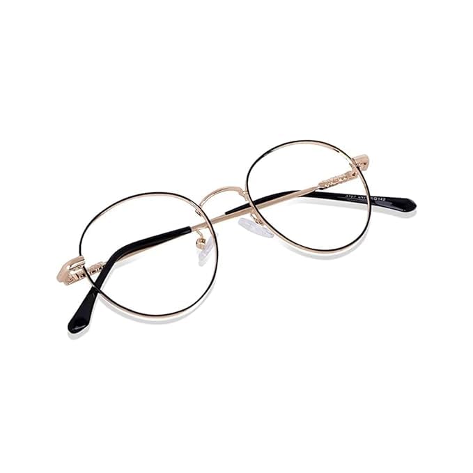 Mashamart® Round Shape Blue Cut Antiglare Computer Eyeglasses for Men and Women | Blue Light Filtering Glasses for Computer and Mobile Use | 100% UV Protection | Gold & Silver Rose Gold - Image 1