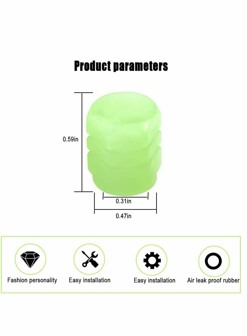 Y&D Car Tire Valve Cap, 4PCS Green Fluorescence, Bike Motorcycle Noctilucous Illuminated Universal Wheel Caps for Truck Motorcycles Tires, Need Sunlight to Absorb Energy  - Image 2