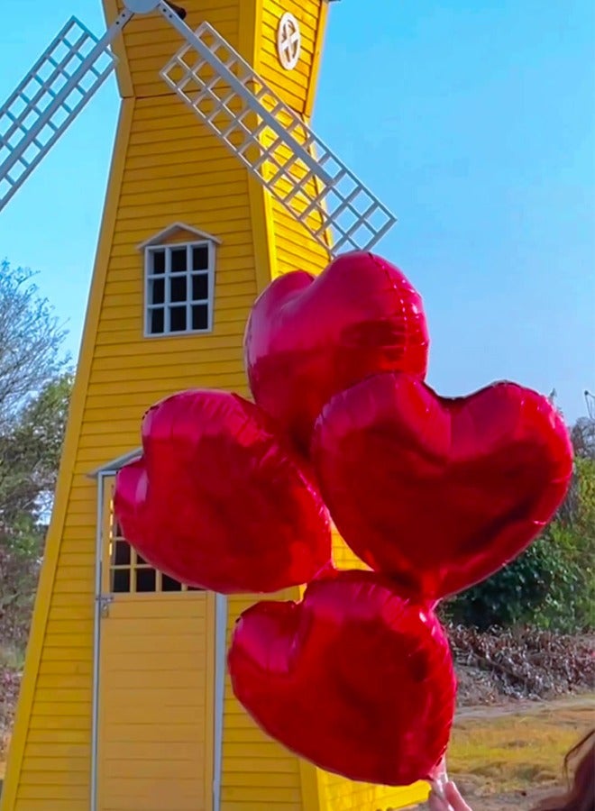 10 Pcs 18 Inch Red Heart Foil Balloons Love Heart Shaped Aluminum Balloons - Image 3