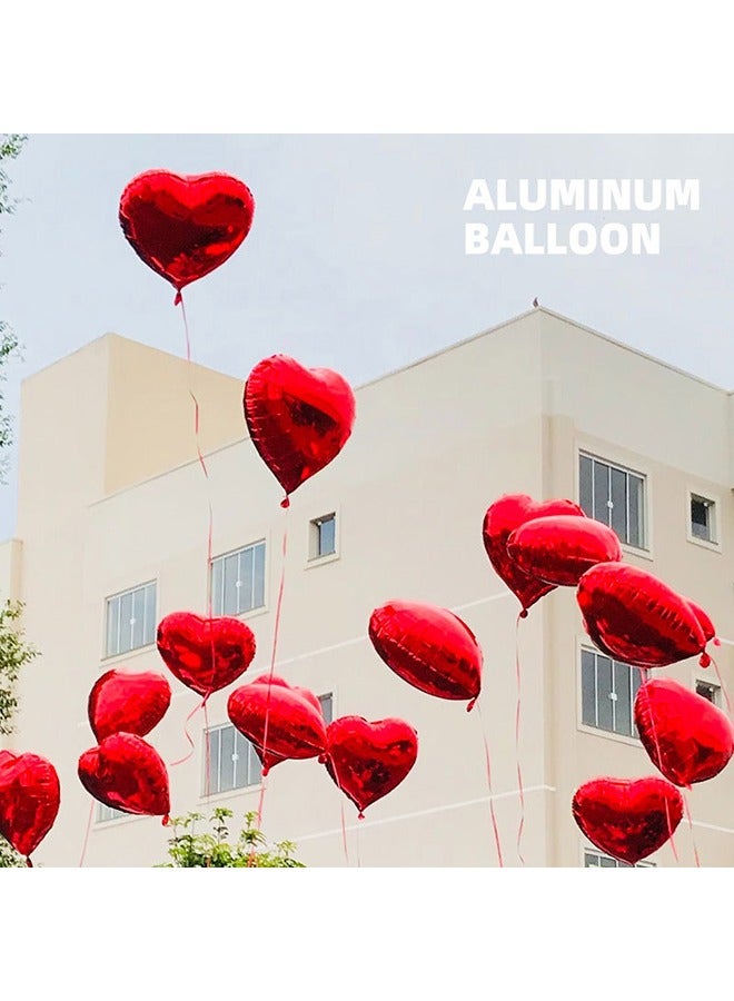 10 Pcs 18 Inch Red Heart Foil Balloons Love Heart Shaped Aluminum Balloons - Image 4