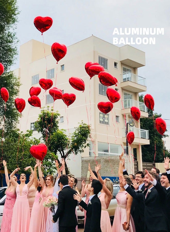 10 Pcs 18 Inch Red Heart Foil Balloons Love Heart Shaped Aluminum Balloons - Image 2