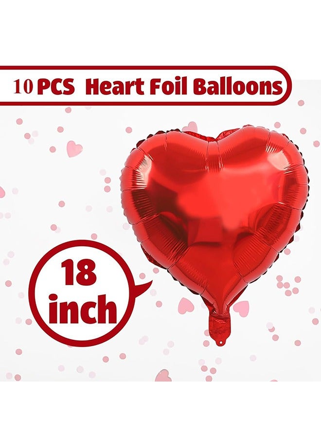 10 Pcs 18 Inch Red Heart Foil Balloons Love Heart Shaped Aluminum Balloons - Image 5