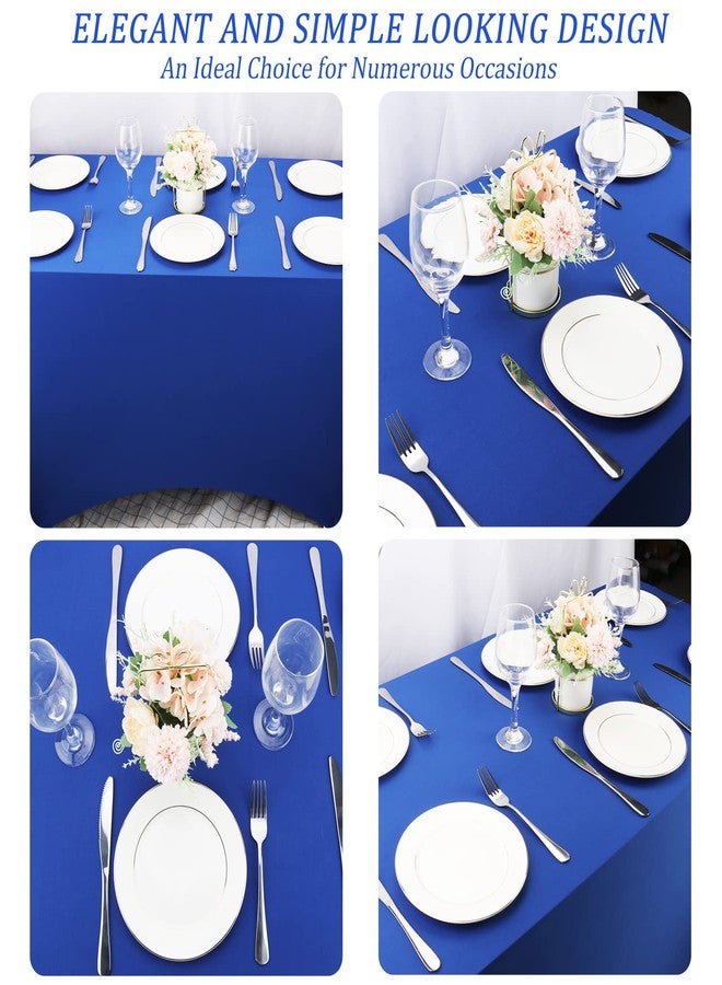 Fivenl 6FT Spandex Table Cover Table Cloth for Folding Tables Fitted Rectangular Tablecover Washable Wrinkle Resistant Polyester Stretch Tablecloth Protector for Wedding Banquet Party (4 Pack, Royal Blue) - Image 4