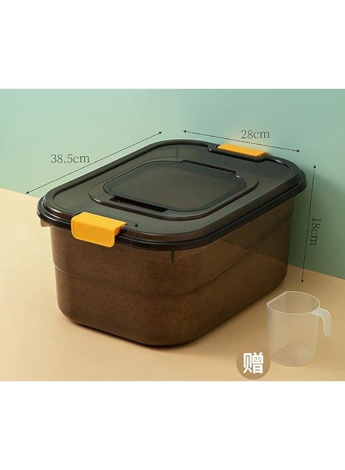 Premify مجموعة حاويات تخزين الطعام 2 قطعة (7.5 كجم و 12.5 كجم) – حاوية تخزين أرز شفافة سوداء مع غطاء، صندوق تخزين حبوب كبير بلاستيك خالي من BPA، حاوية دقيق متعددة الاستخدامات للمطبخ - Image 3