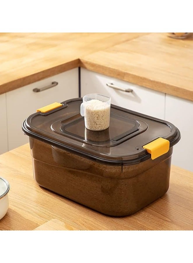 Premify مجموعة حاويات تخزين الطعام 2 قطعة (7.5 كجم و 12.5 كجم) – حاوية تخزين أرز شفافة سوداء مع غطاء، صندوق تخزين حبوب كبير بلاستيك خالي من BPA، حاوية دقيق متعددة الاستخدامات للمطبخ - Image 2