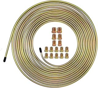 MuHize MuHize Muhize 25 Ft. of 3/16 Brake Line Tubing Kit - Flexible Double Galvanized Steel Tube Roll 25 ft 3/16" (Includes  - Image 1