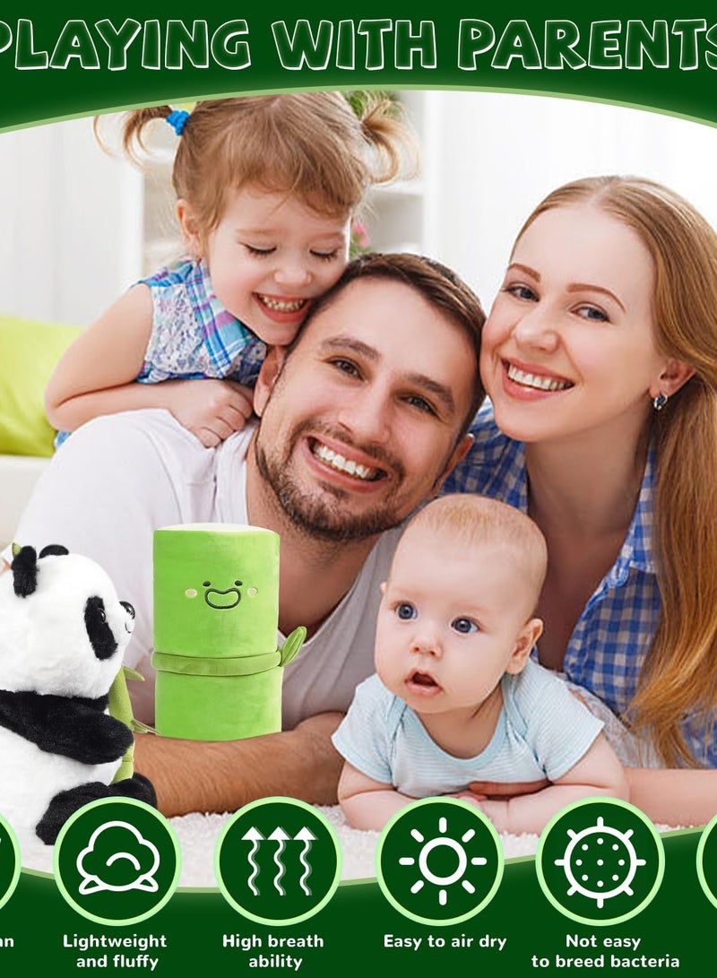 Excefore Panda Stuffed Animals, 2 in 1 Bamboo Tube Panda Plush and Pillow, Soft Plush Toy for Tummy Time, Babies' Play, and Cuddles, Adorable Gift for Boys and Girls - Image 5