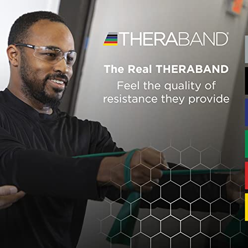 TheraBand أشرطة مقاومة لاتكس احترافية من ثيراباند، شريط مرن فردي بطول 6 أقدام لتمارين الجزء العلوي والسفلي من الجسم، العلاج الطبيعي، بيلاتس، تمارين في المنزل، 6 أقدام، أخضر، ثقيل، مستوى 4 - Image 5