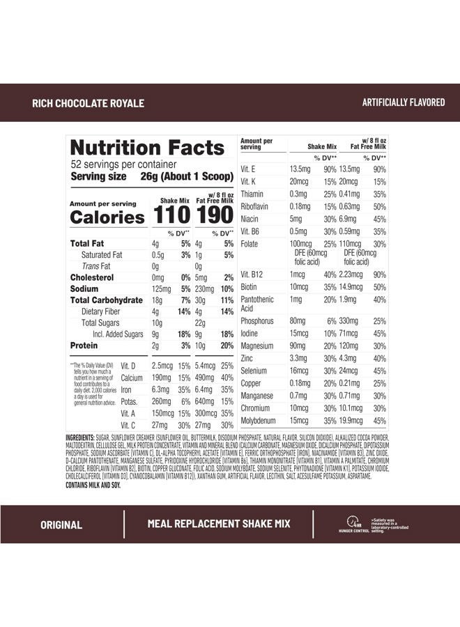 SlimFast Meal Replacement Powder, Original Rich Chocolate Royale, Weight Loss Shake Mix, 10g of Protein, 52 Servings (Packaging May Vary) - Image 3
