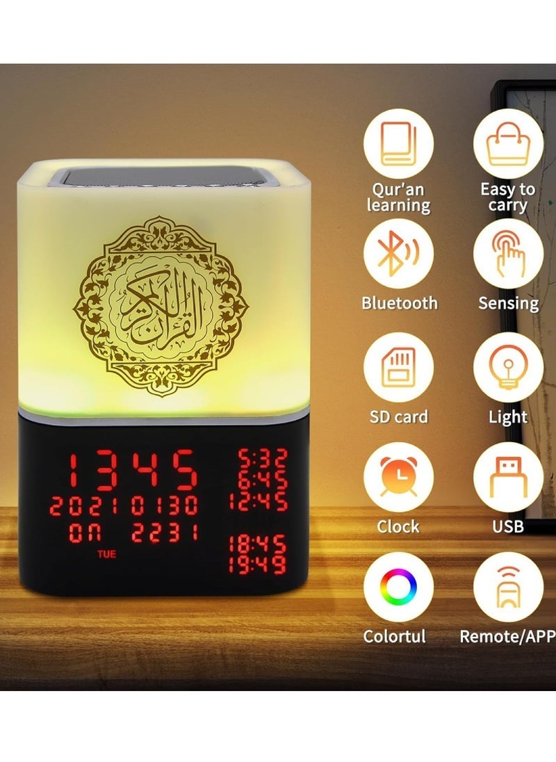 TIGER SQ-229 Touch Quran Speaker, Speaker with Remote Control and APP Control, Multicolor Changing Azan Bluetooth Speaker, Night Light MP3 Music Player With 16 Reciters And 15 Translations 8GB Space Digital Azan Table Alarm Clock - Image 3