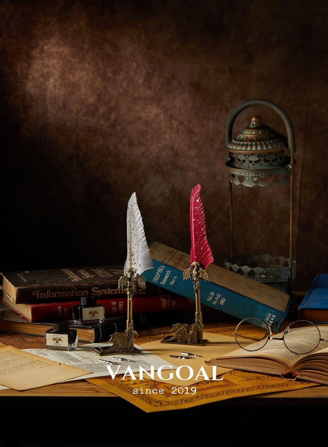 VANGOAL Dragon Quill Pen and Ink Set, Vintage Dragon Feather with Novelty Pen Base, Retro Carving Dip Pen Calligraphy Gift Set for Writing, Drawing, Desktop Decoration (White) - Image 4