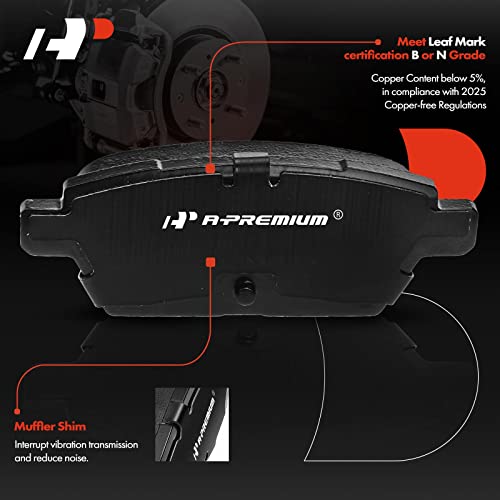 A-Premium Rear Ceramic Disc Brake Pads Set Compatible with Select Ford, Mazda, Mercury and Lincoln Models - Fusion 2006-2012, MKZ 2007-2012, Zephyr 2006, 6 2006-2013, Milan 2006-2011, 4 Pcs - Image 2