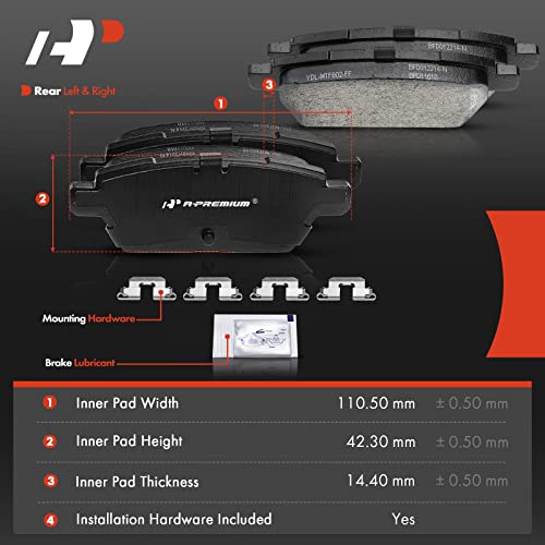 A-Premium Rear Ceramic Disc Brake Pads Set Compatible with Select Ford, Mazda, Mercury and Lincoln Models - Fusion 2006-2012, MKZ 2007-2012, Zephyr 2006, 6 2006-2013, Milan 2006-2011, 4 Pcs - Image 5