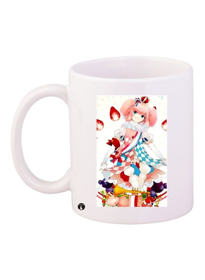 RYN Anime Printed Coffee Mug White/Pink/Red 11ounce