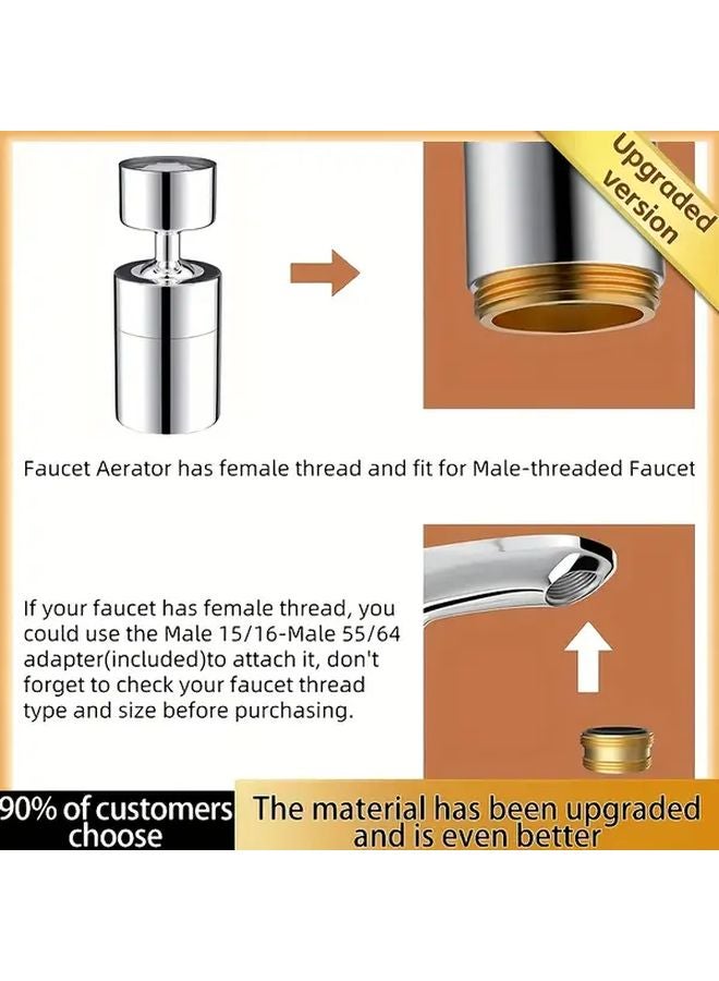 قطعتان صنبور دوار 360 درجة رش مزدوج الوضع خرطوم PVC مقاوم للتسرب محول توصيل سريع - Image 3