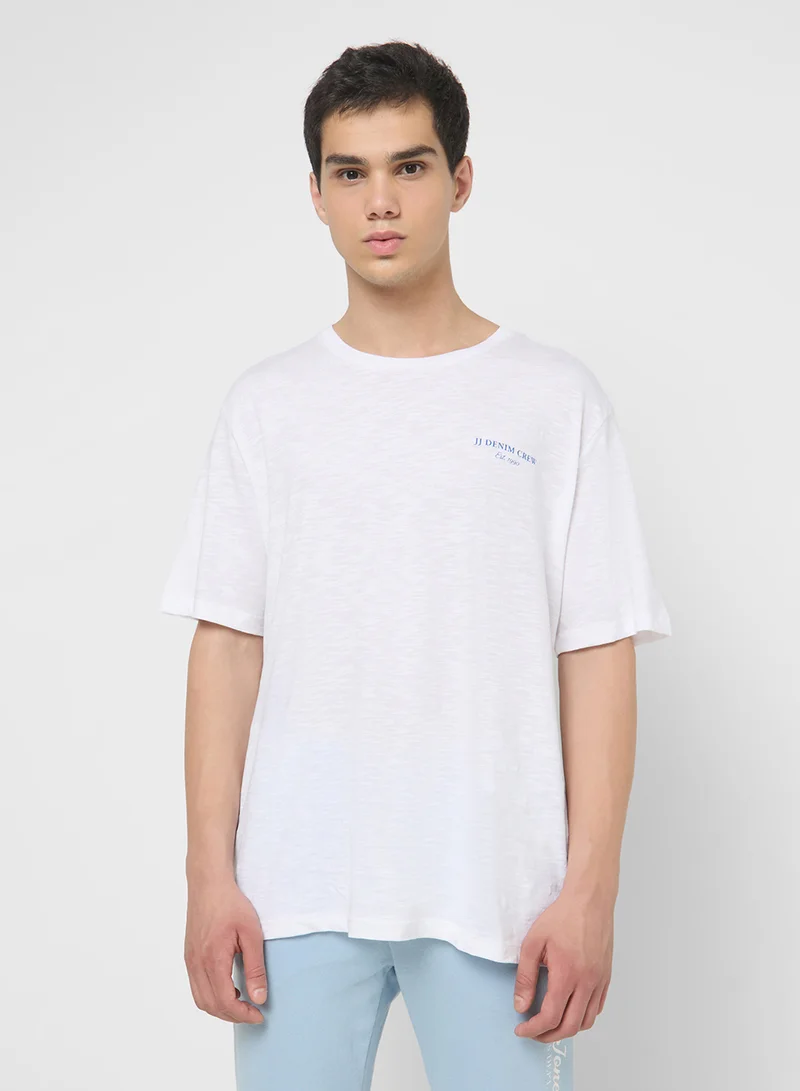 JACK & JONES Jjjeff Monogram Detail Crew Neck T-Shirt