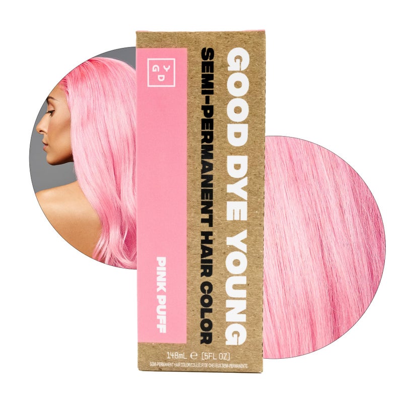 Good Dye Young Semi-Permanent Hair Color, Vegan and Cruelty-Free Pink Hair Dye, Last up to 24 Washes, Non-Damaging Conditioning Hair Color (5FL OZ, Pink Puff) - Image 1