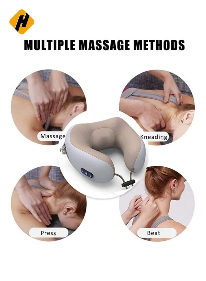 HuHa Rechargeable U Shaped Cervical Massage Pillow Neck Massager Vibration Pillow, Multifunctional Shoulder and Electric for Relax Muscles Fatigue - Image 2
