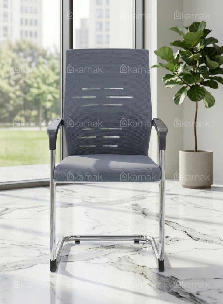 Karnak Aitken Visitor Chair, Ergonomic Mesh Office Chair with Steel Frame (Grey) - Image 2