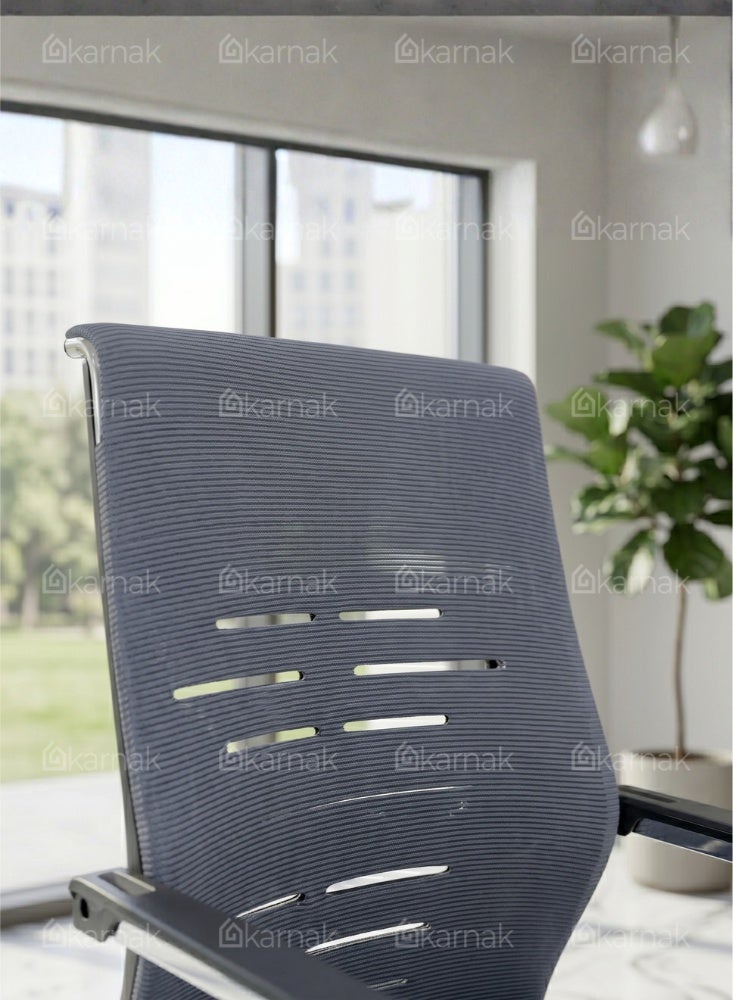 Karnak Aitken Visitor Chair, Ergonomic Mesh Office Chair with Steel Frame (Grey) - Image 3