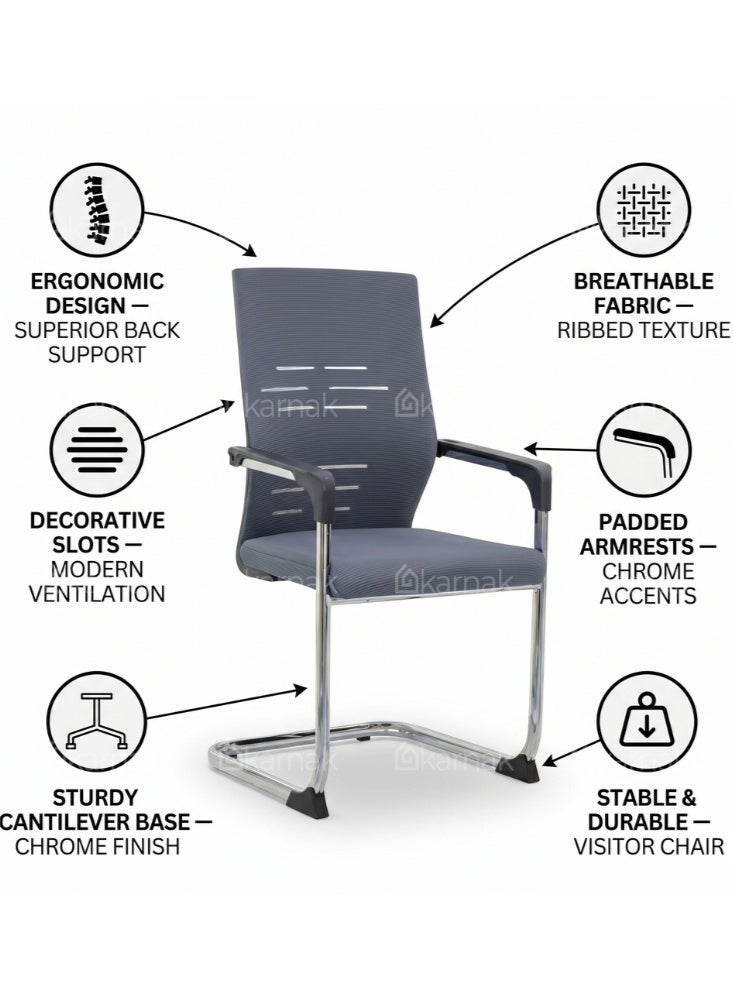 Karnak Aitken Visitor Chair, Ergonomic Mesh Office Chair with Steel Frame (Grey) - Image 4