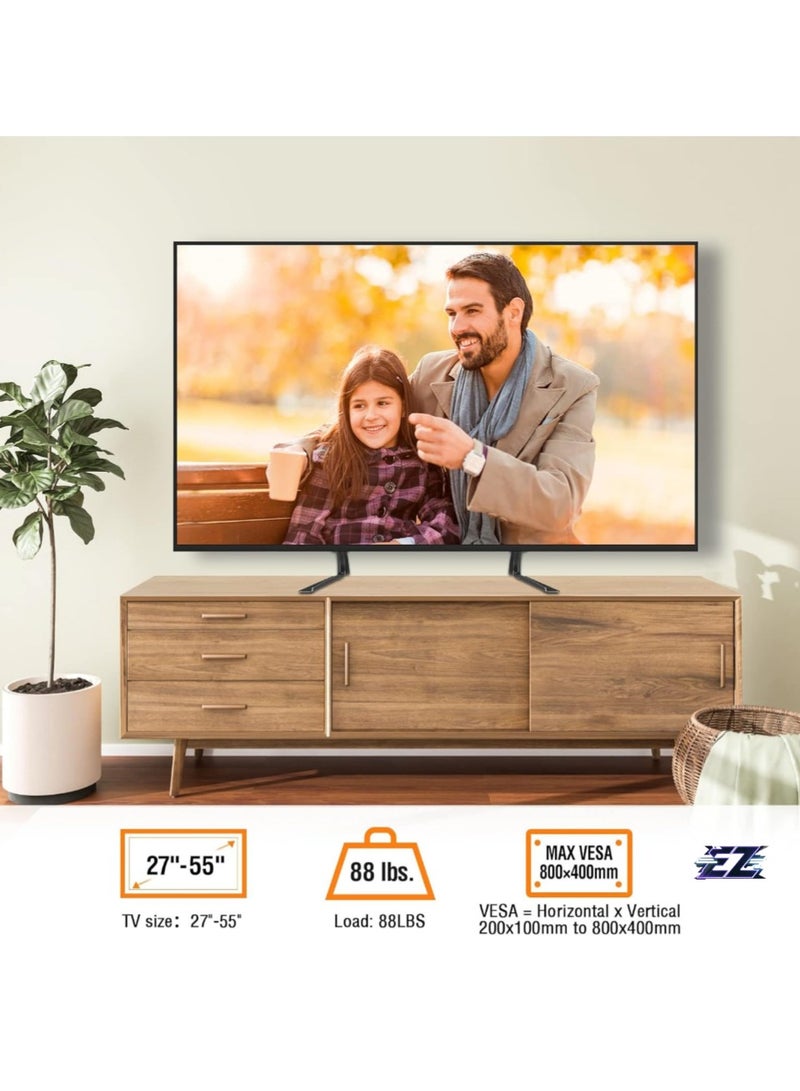 ELTRAZONE Universal Table Top TV Stand for Most 27 to 55 inch LCD LED Plasma Flat Screen TVs, TV Base Height Adjustable Leg Stand Holds up to 88 lbs, VESA up to 800x400mm - Image 2