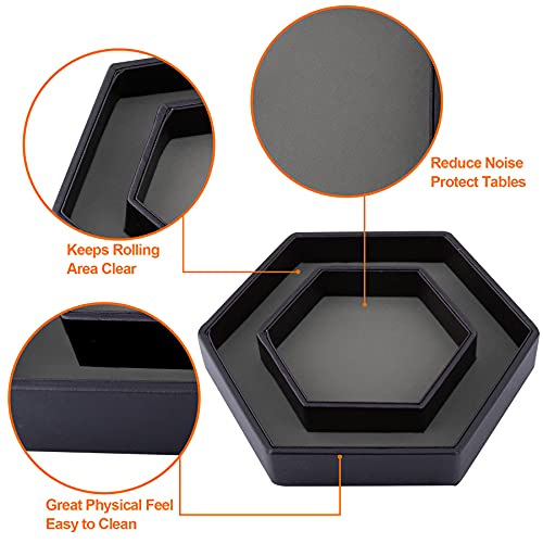 SIQUK Dice Tray with Lid Hexagon Dice Rolling Tray Dice Holder for Dice Games Like RPG DND and Other Table Games Gray - Image 5