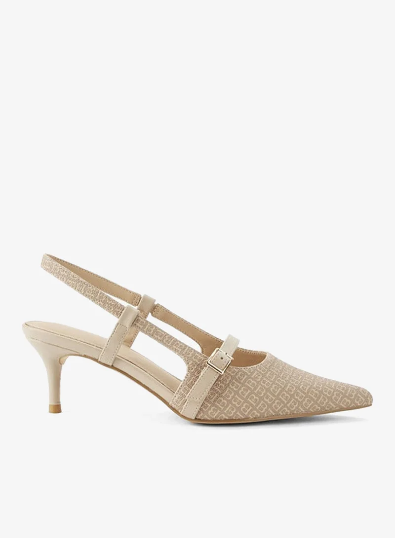 Women Monogram Print Slingback Shoes