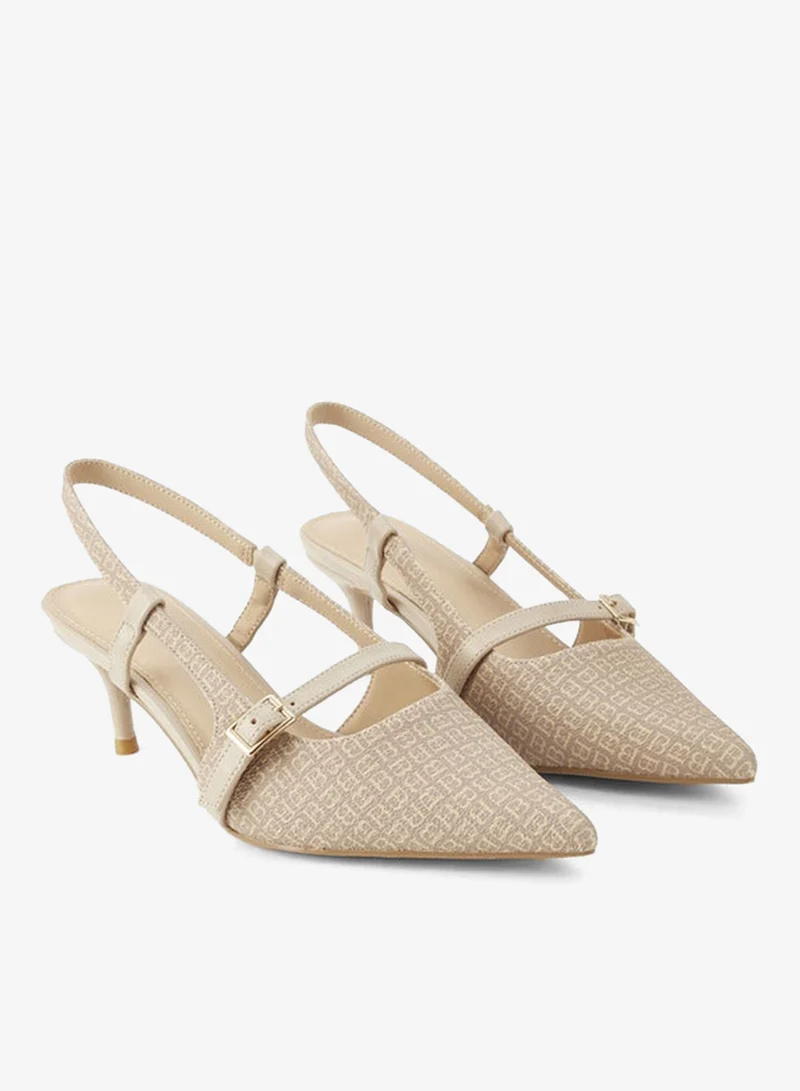Flora Bella By Shoexpress Beige Women Monogram Print Slingback Shoes for Women | Best Price UAE