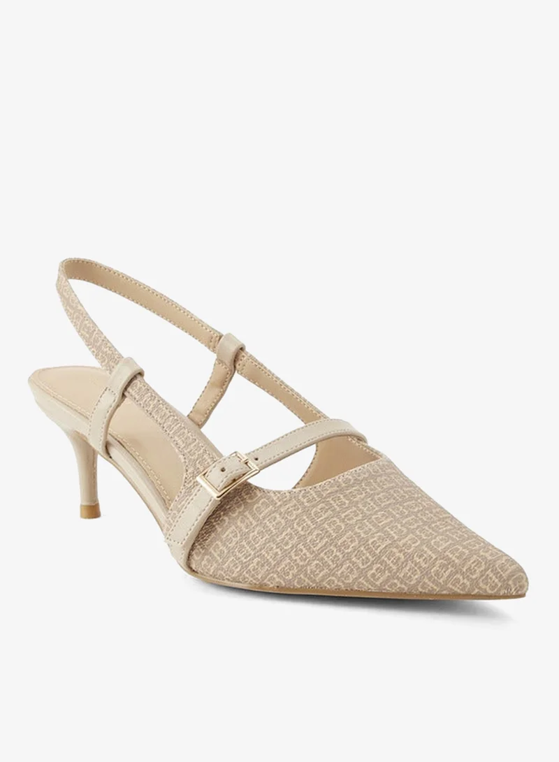 Flora Bella By Shoexpress Women Monogram Print Slingback Shoes