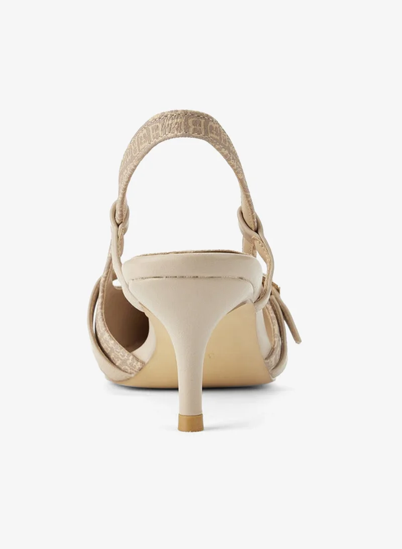 Flora Bella By Shoexpress Beige Women Monogram Print Slingback Shoes for Women | Best Price UAE