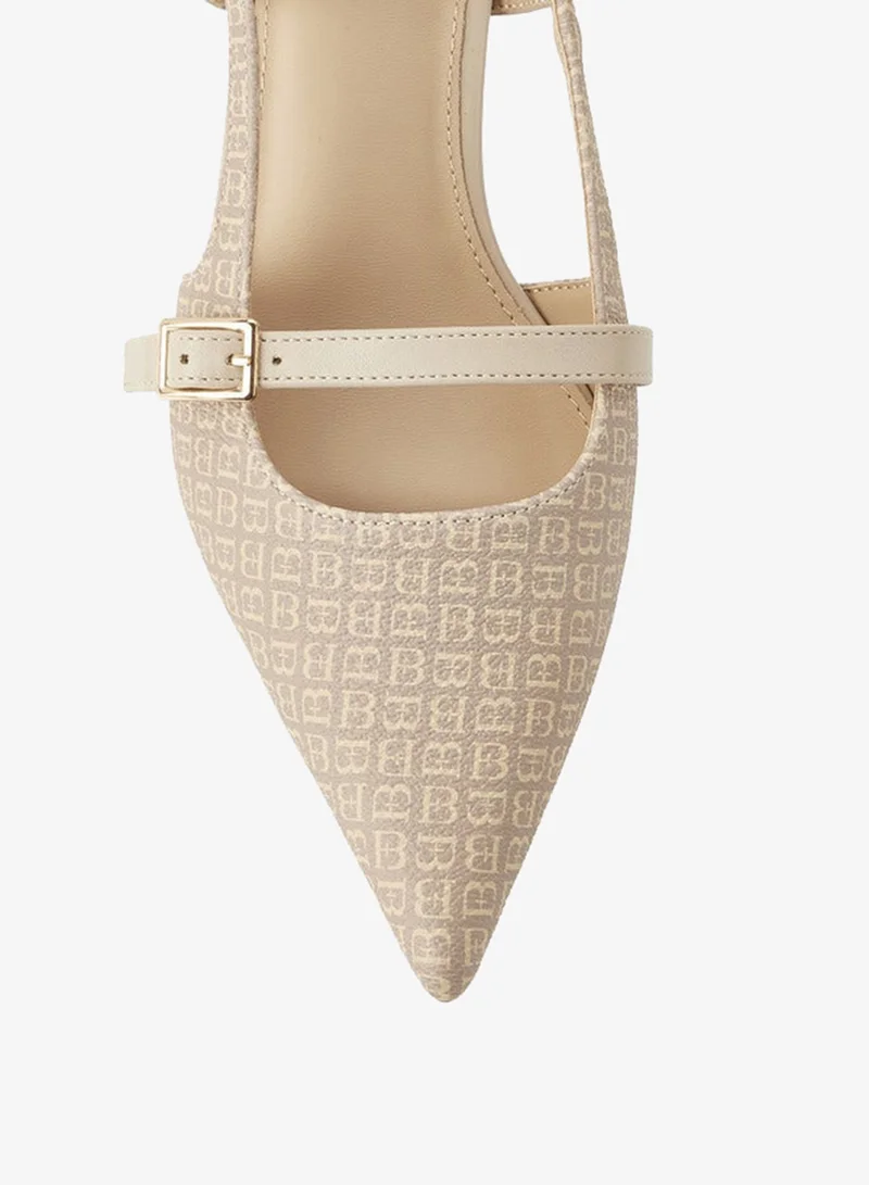 Flora Bella By Shoexpress Beige Women Monogram Print Slingback Shoes for Women | Best Price UAE
