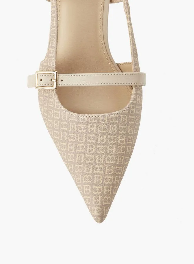 Flora Bella By Shoexpress Beige Women Monogram Print Slingback Shoes for Women | Best Price UAE