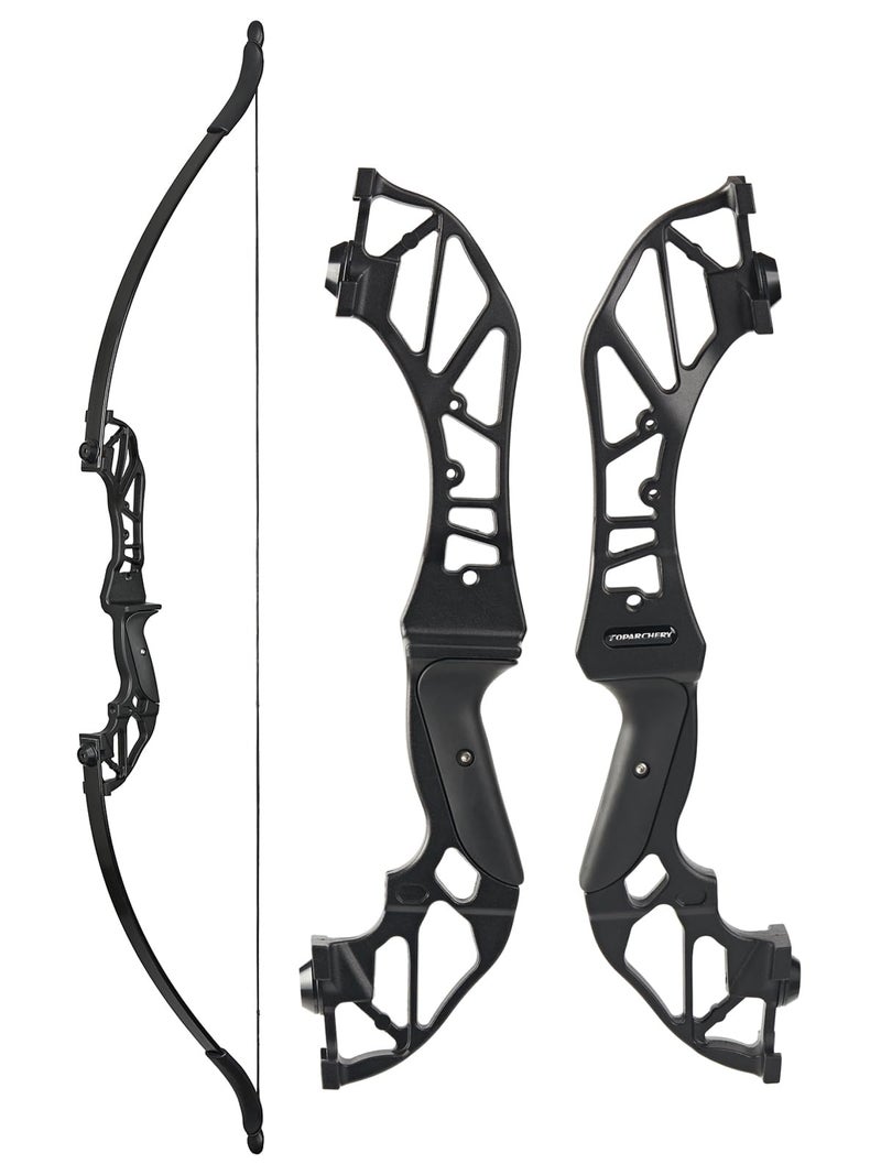 TOPARCHERY Archery Takedown Recurve Bow Hunting Long Bow Alloy Riser for Outdoor Shooting Training- Right Hand - Draw Weight 30lbs 40lbs - with Arrow Sight, Arrow Brush (Black-40lb) - Image 1