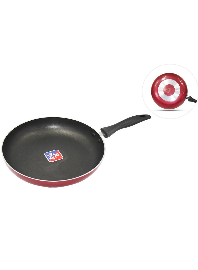 British Chef Nonstick Flat Fry Pan with lid Red/Black 28CM - Image 4