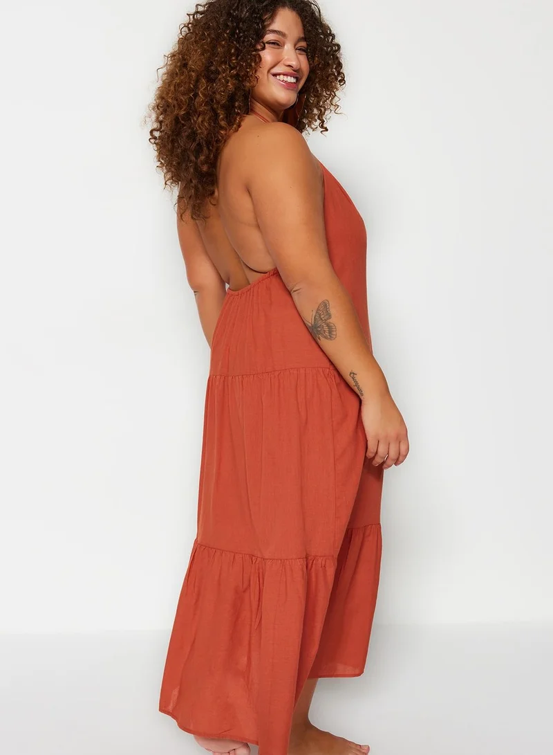 Trendyol Curve Halter Neck Knitted Beach Dress