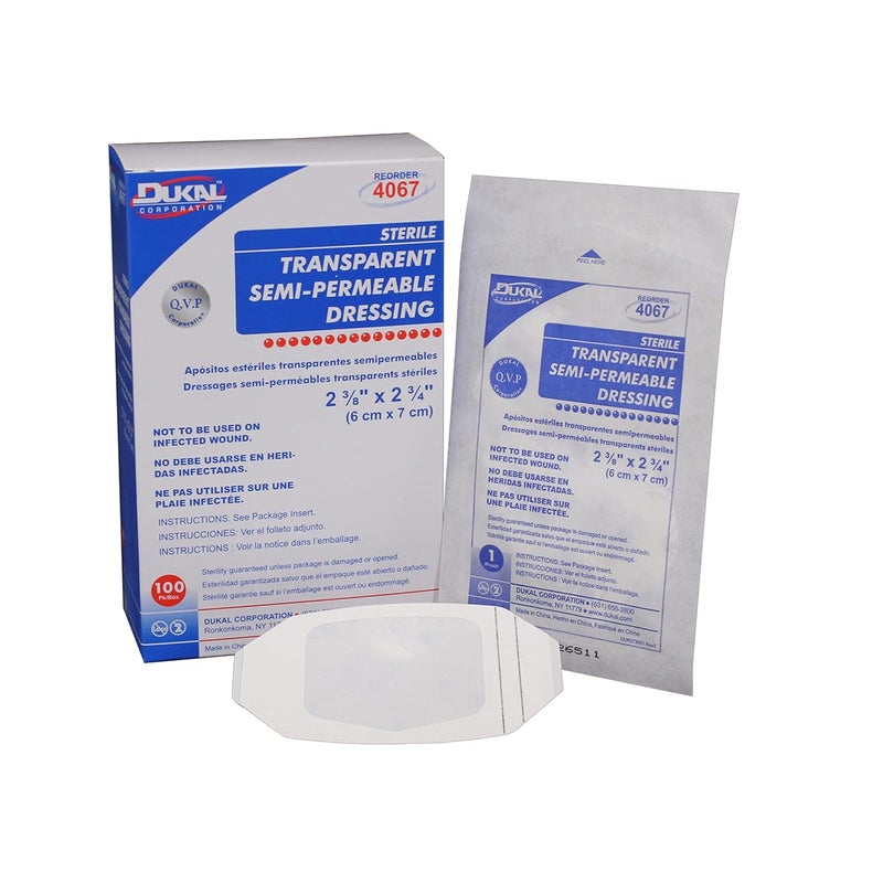 DUKAL Transparent SemiPermeable Dressing 238 x 234  Sterile Waterproof Breathable Wound Dressing for Minor Cuts and Surgical Sites Box of 50 - Image 1
