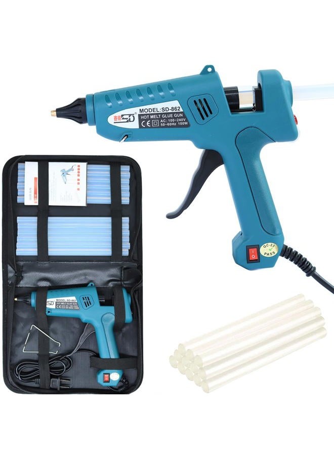 LEBACUTE Hot Glue Gun 100W, Professional Melt Glue Gun kit Full Size Anti Scalding Design Heavy Duty with 12 Pcs Premium Glue Sticks and 1 Kit Bag - Image 1