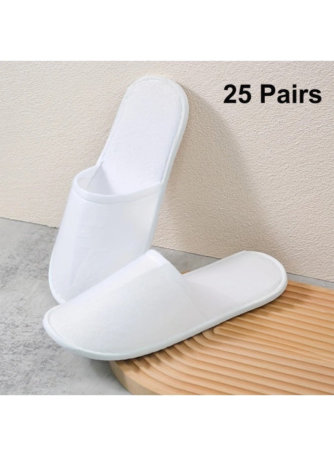 25 pairs of disposable white water therapy slippers, suitable for hotel, travel, home, guest use, salon, airplane, non slip slippers for men and women - Image 1